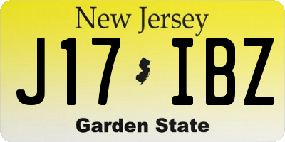 NJ license plate J17IBZ