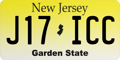 NJ license plate J17ICC
