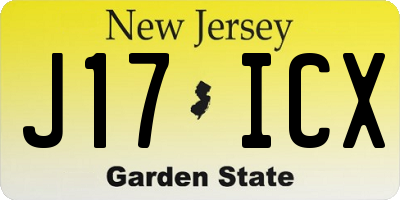 NJ license plate J17ICX