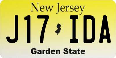 NJ license plate J17IDA
