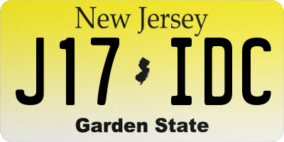 NJ license plate J17IDC