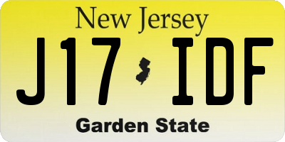 NJ license plate J17IDF