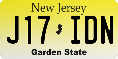 NJ license plate J17IDN