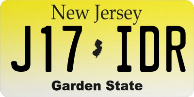 NJ license plate J17IDR