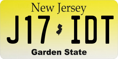 NJ license plate J17IDT