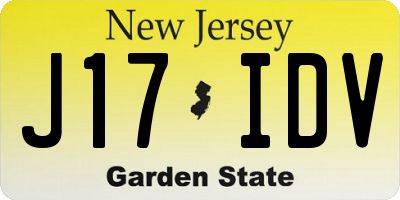 NJ license plate J17IDV