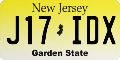 NJ license plate J17IDX
