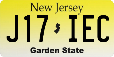 NJ license plate J17IEC