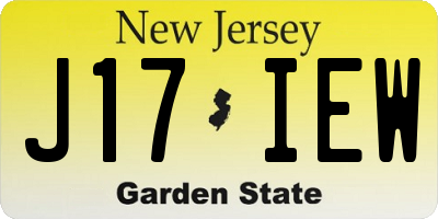 NJ license plate J17IEW
