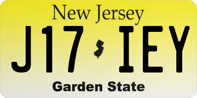 NJ license plate J17IEY