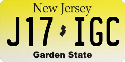 NJ license plate J17IGC