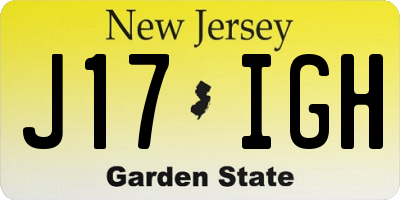 NJ license plate J17IGH