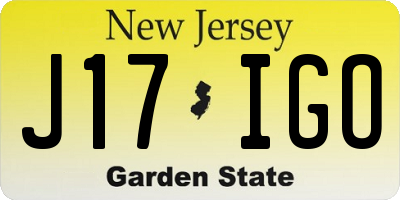 NJ license plate J17IGO