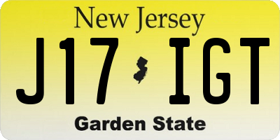 NJ license plate J17IGT