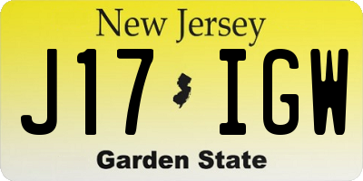 NJ license plate J17IGW