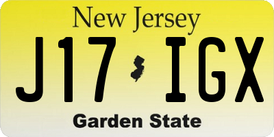 NJ license plate J17IGX