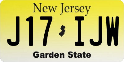 NJ license plate J17IJW