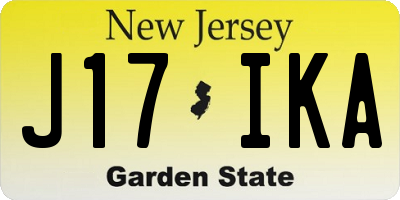 NJ license plate J17IKA