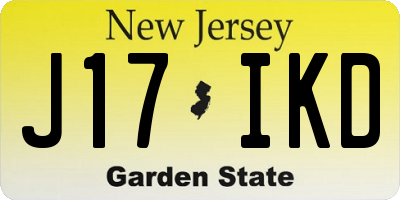 NJ license plate J17IKD