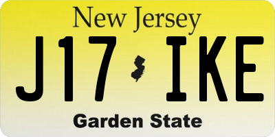 NJ license plate J17IKE