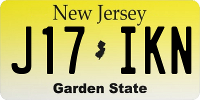 NJ license plate J17IKN