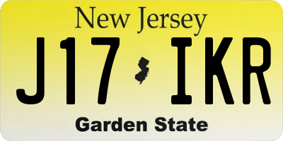 NJ license plate J17IKR