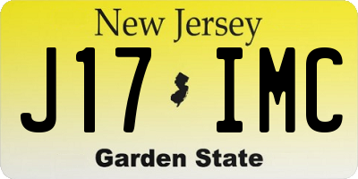NJ license plate J17IMC