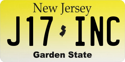 NJ license plate J17INC