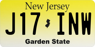 NJ license plate J17INW