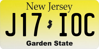 NJ license plate J17IOC