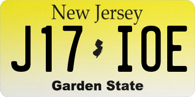 NJ license plate J17IOE