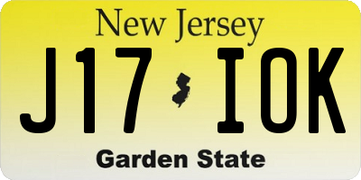 NJ license plate J17IOK