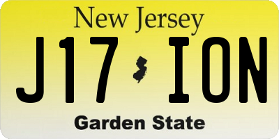NJ license plate J17ION