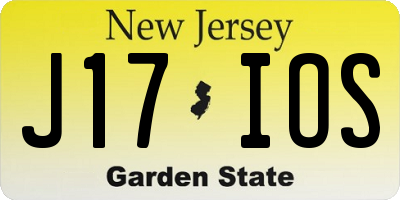 NJ license plate J17IOS