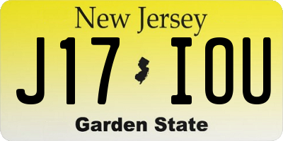 NJ license plate J17IOU