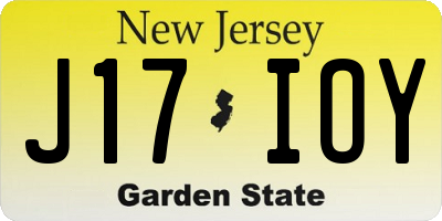 NJ license plate J17IOY