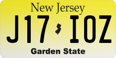 NJ license plate J17IOZ