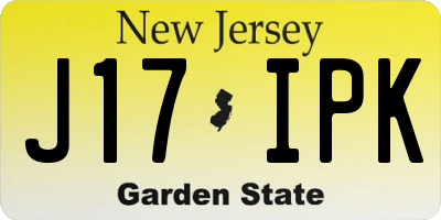 NJ license plate J17IPK