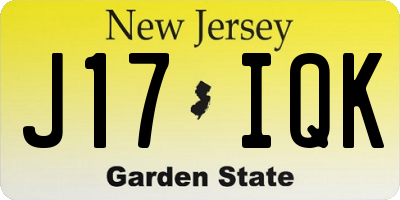 NJ license plate J17IQK