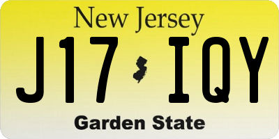 NJ license plate J17IQY