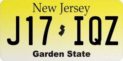 NJ license plate J17IQZ