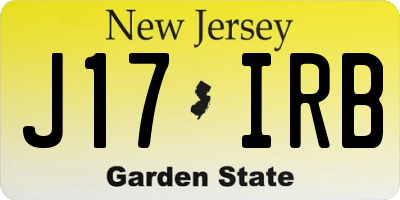 NJ license plate J17IRB