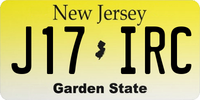 NJ license plate J17IRC