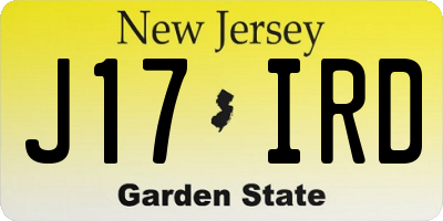 NJ license plate J17IRD