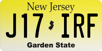 NJ license plate J17IRF