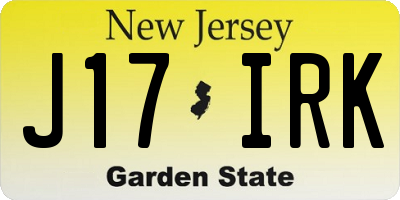 NJ license plate J17IRK
