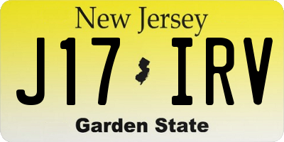 NJ license plate J17IRV