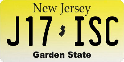 NJ license plate J17ISC