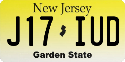 NJ license plate J17IUD