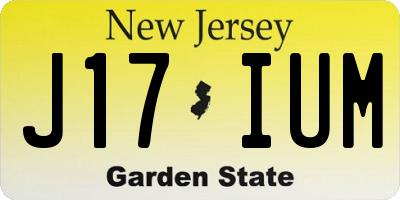 NJ license plate J17IUM